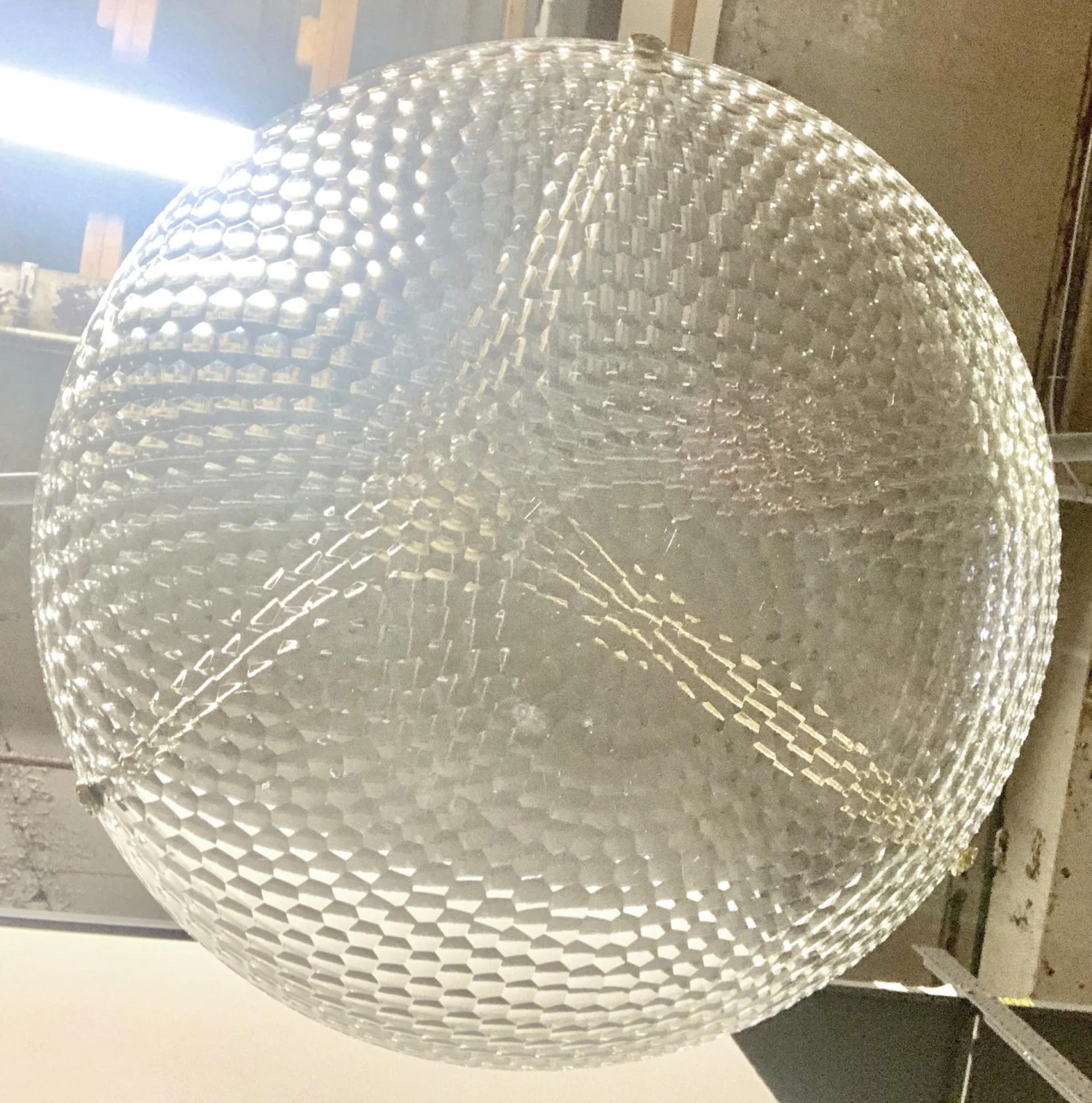 Large Italian Glass Dish Pendant Light With Honeycomb Pattern 9 Large Italian Glass Dish Pendant Light With Honeycomb Pattern - Image 7