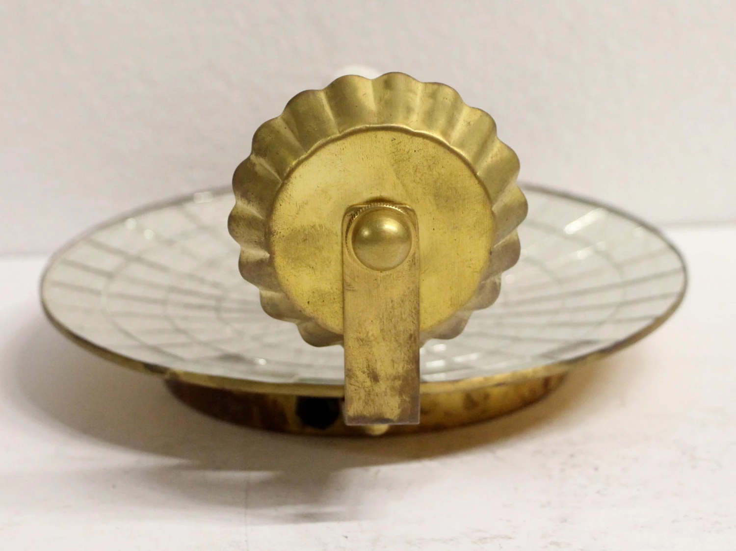 Concave Pieced Mirrored Single Arm Brass Sconce 9 Concave Pieced Mirrored Single Arm Brass Sconce - Image 7