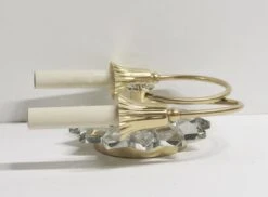 French Brass & Crystal Art Deco Floral Star 2 Arm Wall Sconce 14 French Brass & Crystal Art Deco Floral Star 2 Arm Wall Sconce -OGT Sale Store chr44 06