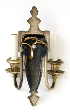 1920s Pair Of Neoclassical Silver Wall Sconces 16 1920s Pair Of Neoclassical Silver Wall Sconces -OGT Sale Store chs1030 07