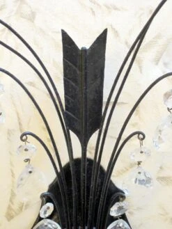 1920s Pair Of Federal 2 Arm Iron & Crystal Wall Sconces -OGT Sale Store chs662 05