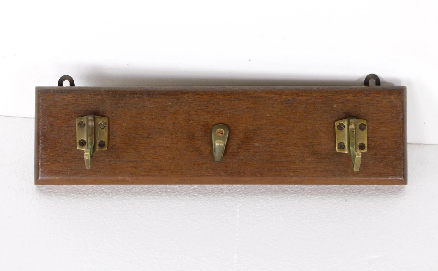 European 3 Brass Hooks Dark Tone Wood Wall Rack 4 European 3 Brass Hooks Dark Tone Wood Wall Rack - Image 2