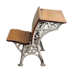 Antique Childs School Row Desk & Chair Combo