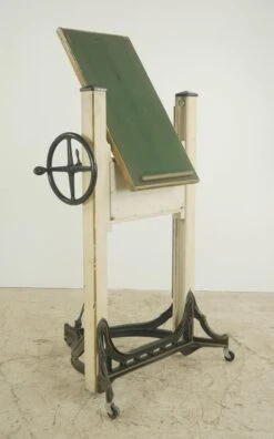 Antique White And Green Crank Wood Camera Stand