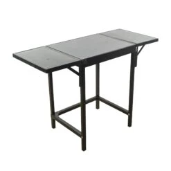 Black Steel Utility Table With Fold Out Extensions