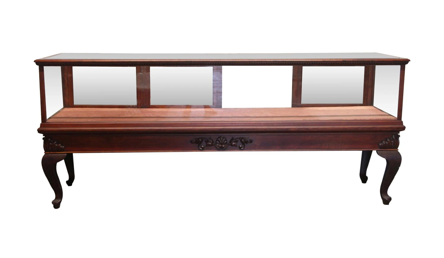 Carved Mahogany Showcase With Cabriole Legs 3 Carved Mahogany Showcase With Cabriole Legs