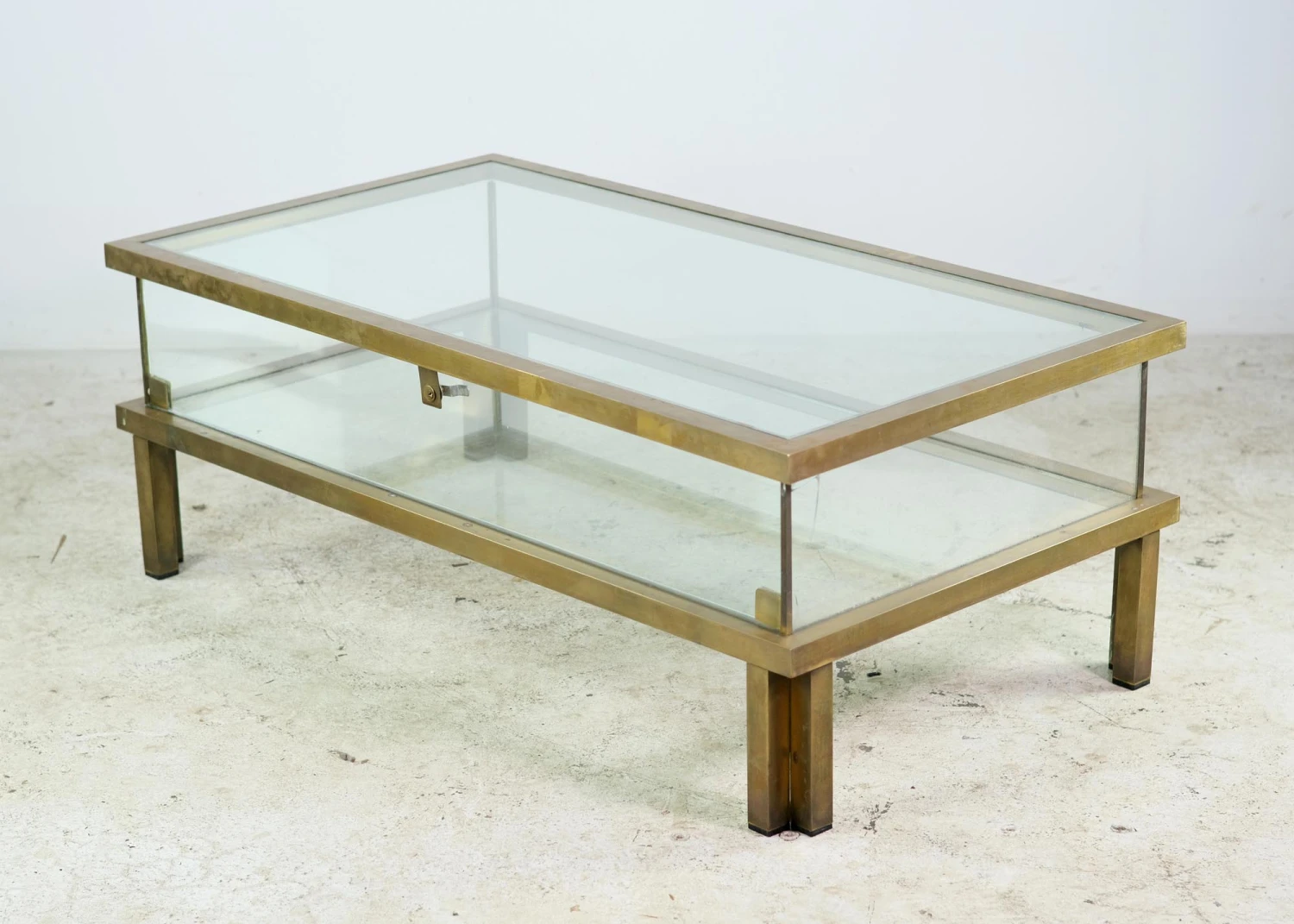 European Vintage 43 In. Brass & Clear Glass Display Case Table 5 European Vintage 43 In. Brass & Clear Glass Display Case Table - Image 3