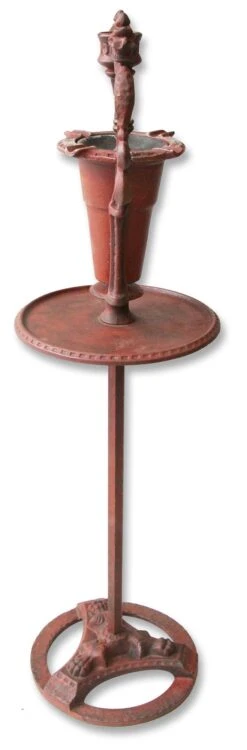 Art Deco Red Painted Iron Dragon Standing Ashtray 11 Art Deco Red Painted Iron Dragon Standing Ashtray -OGT Sale Store commercial furniture for sale m217481