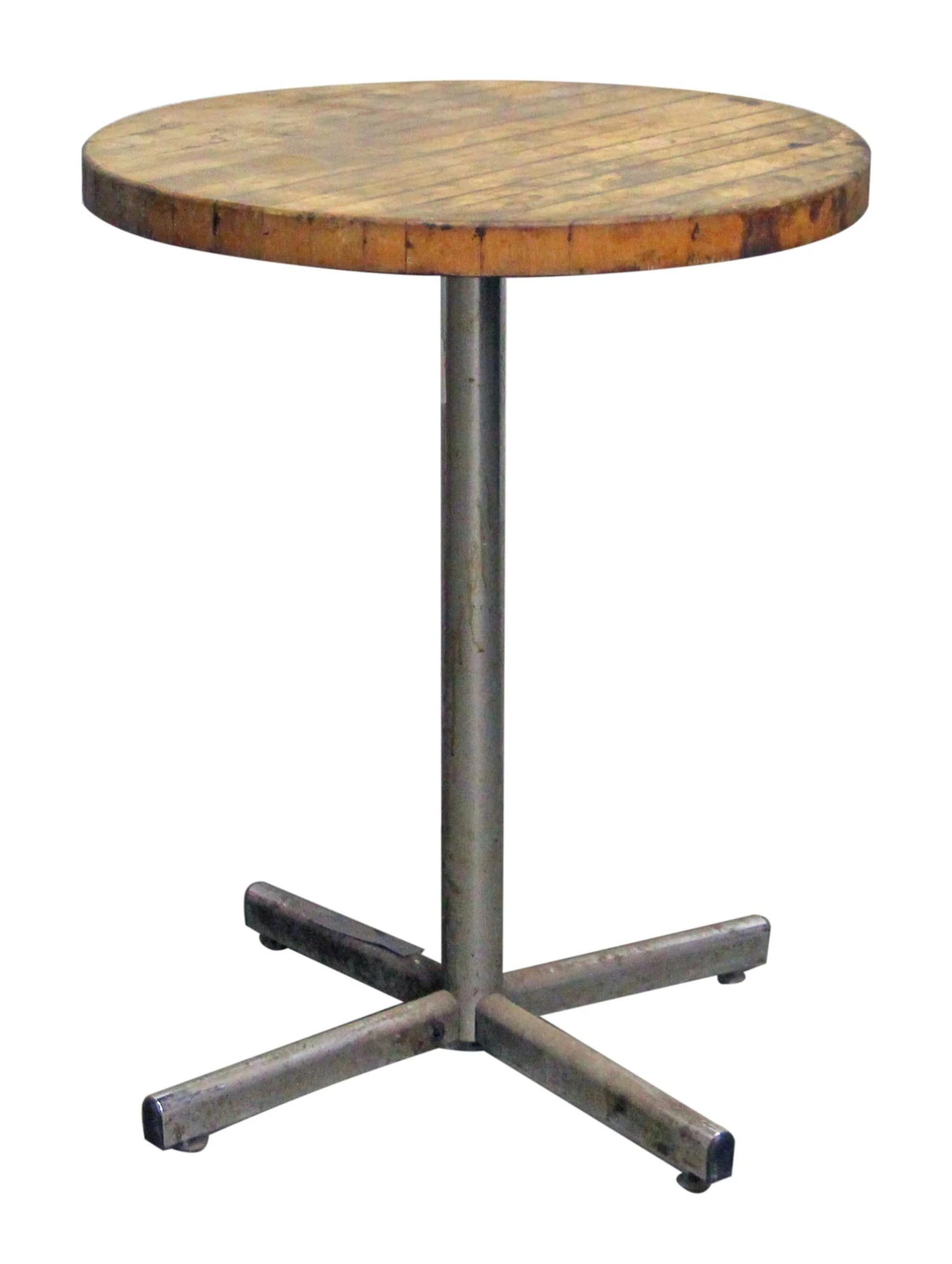 Round Wooden Bistro Table With Chrome Plated Base 4 Round Wooden Bistro Table With Chrome Plated Base - Image 2