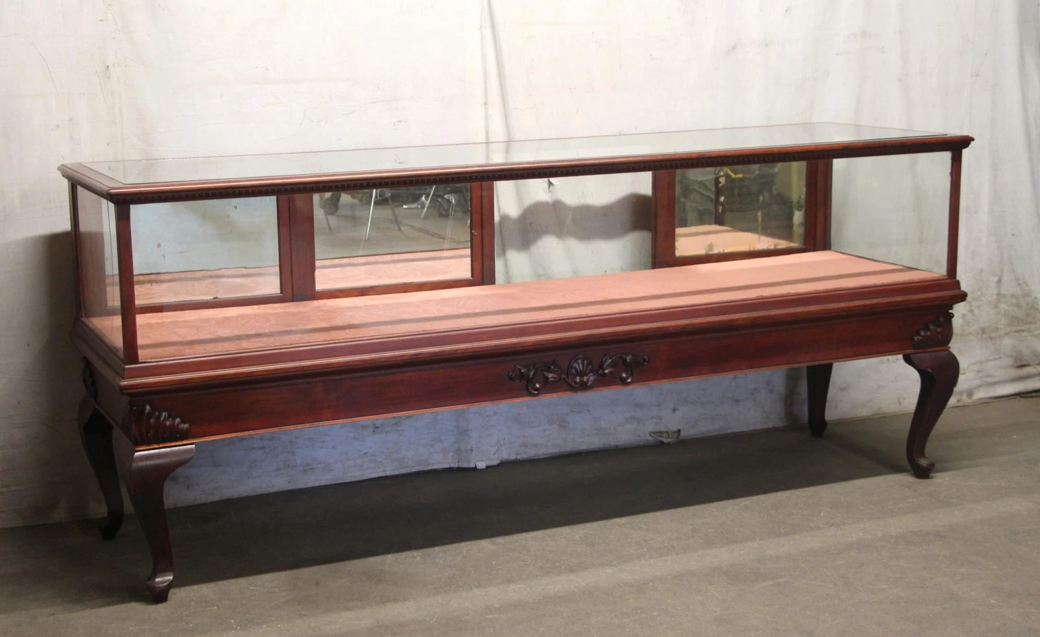 Carved Mahogany Showcase With Cabriole Legs 4 Carved Mahogany Showcase With Cabriole Legs - Image 2