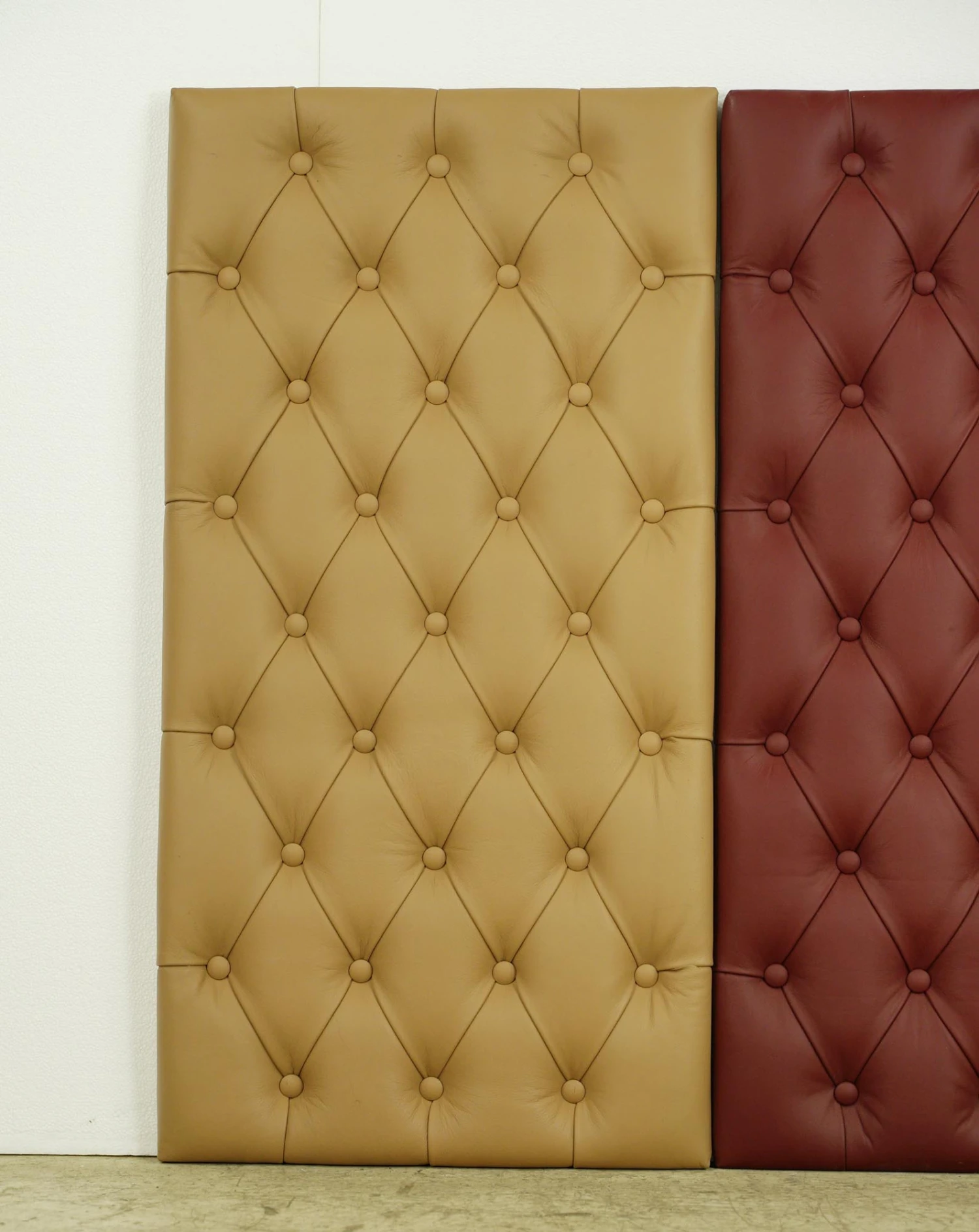 Set Of 3 Tan & Red Soundproof Faux Leather Wall Panels 37.25 X 19 4 Set Of 3 Tan & Red Soundproof Faux Leather Wall Panels 37.25 X 19 - Image 2
