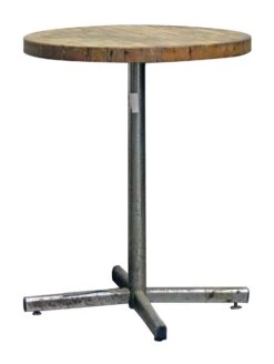 Round Wooden Bistro Table With Chrome Plated Base