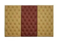 Set Of 3 Tan & Red Soundproof Faux Leather Wall Panels 37.25 X 19