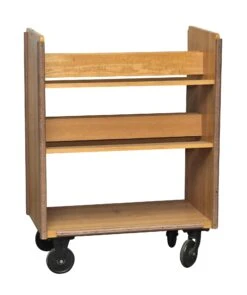 Wheeled Solid Oak Book Shelf Library Cart