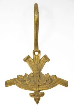 Antique Brass Rose Curled Top Curtain Sash Holder