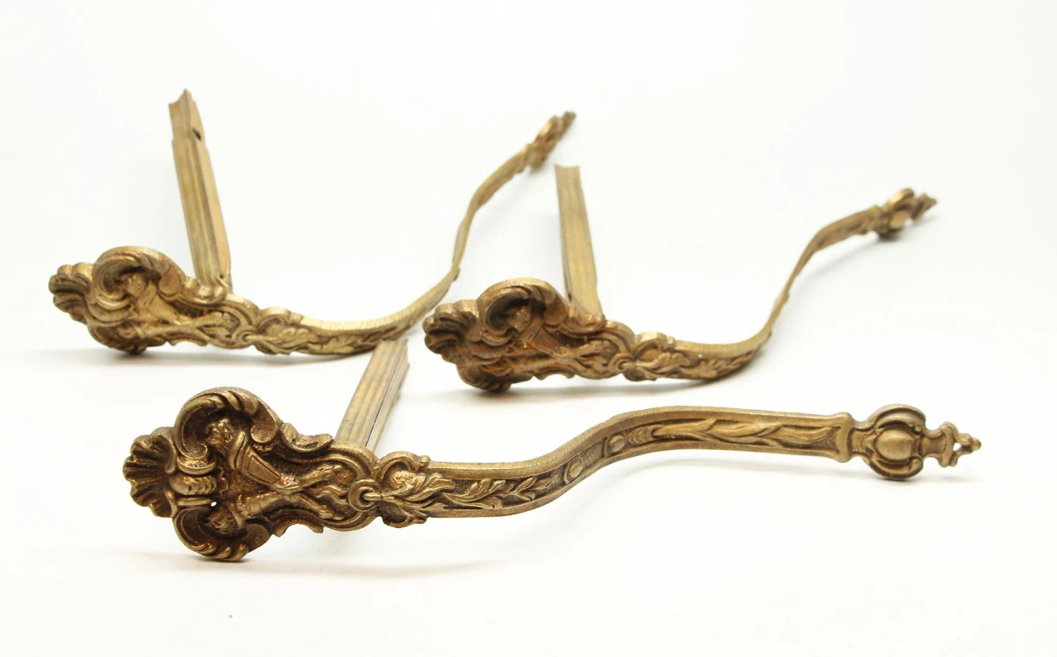 Antique French Gilded Bronze Curtain Hardware 4 Antique French Gilded Bronze Curtain Hardware - Image 2