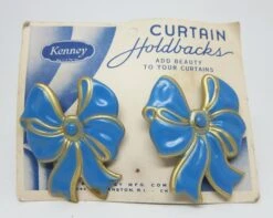 Pair Of Blue & Gold Bow Curtain Holdbacks
