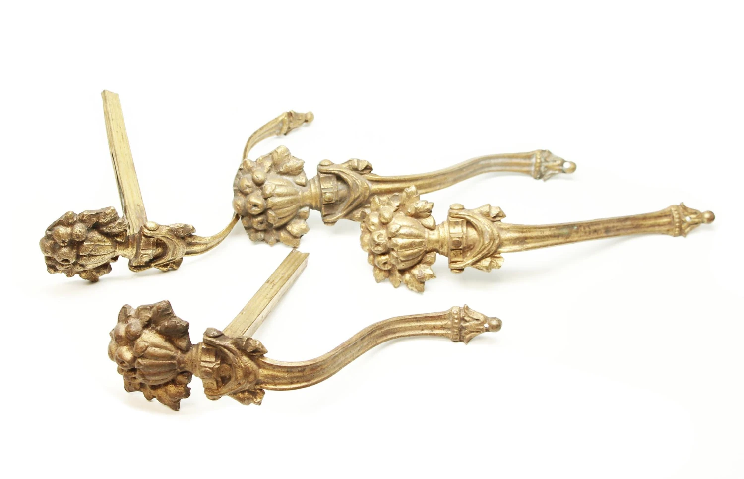 Set Of Antique French Gilded Floral Curtain Tie Backs 3 Set Of Antique French Gilded Floral Curtain Tie Backs