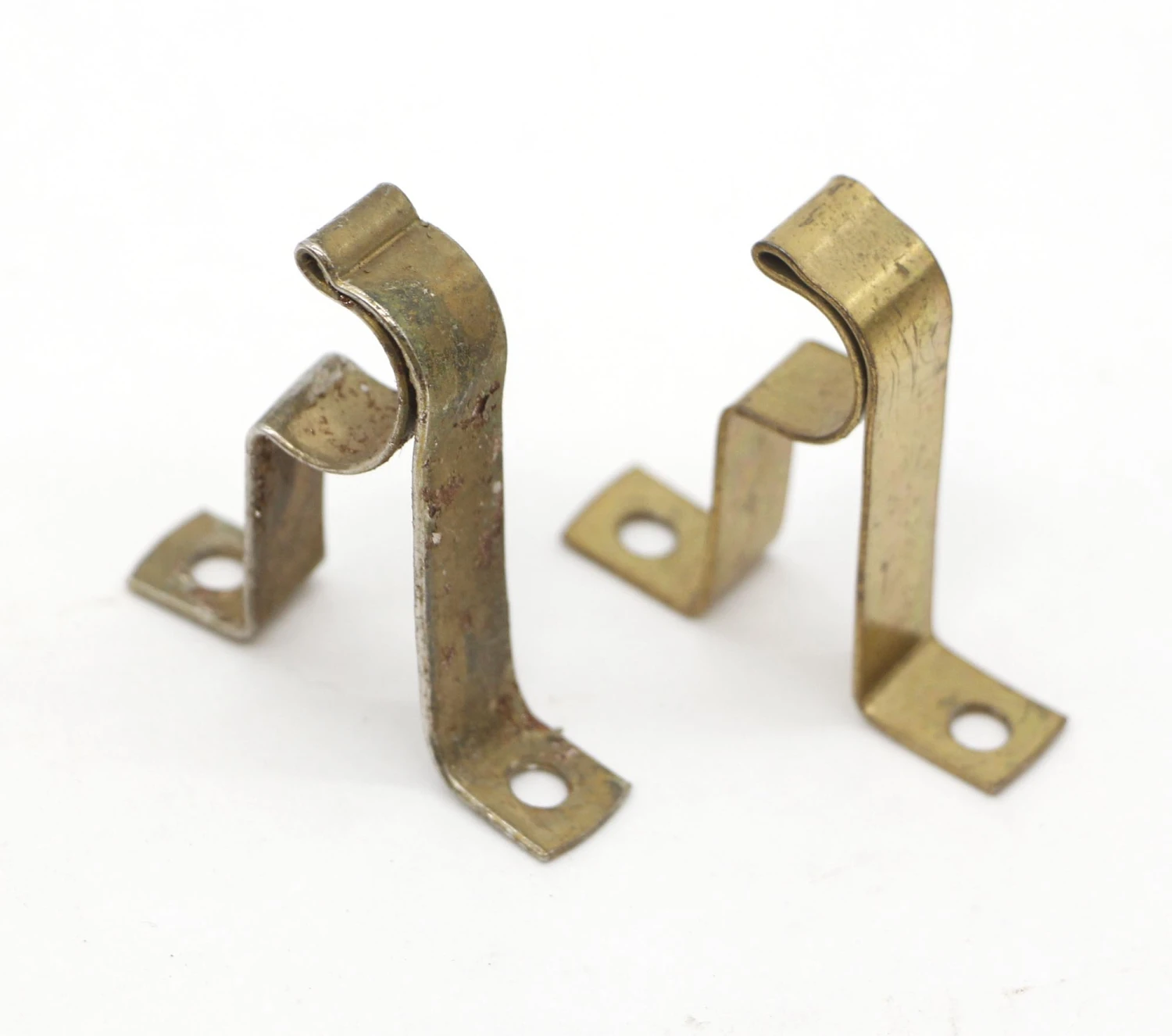 Vintage 1.5 In. Brass Steel Curtain Rod Brackets 3 Vintage 1.5 In. Brass Steel Curtain Rod Brackets