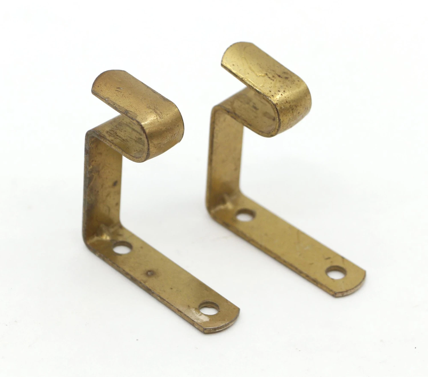 Vintage 2.125 In. Brass Steel Curtain Rod Brackets 3 Vintage 2.125 In. Brass Steel Curtain Rod Brackets