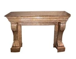 1850s French Light Sienna Mantel Charles X Style Hand Carved