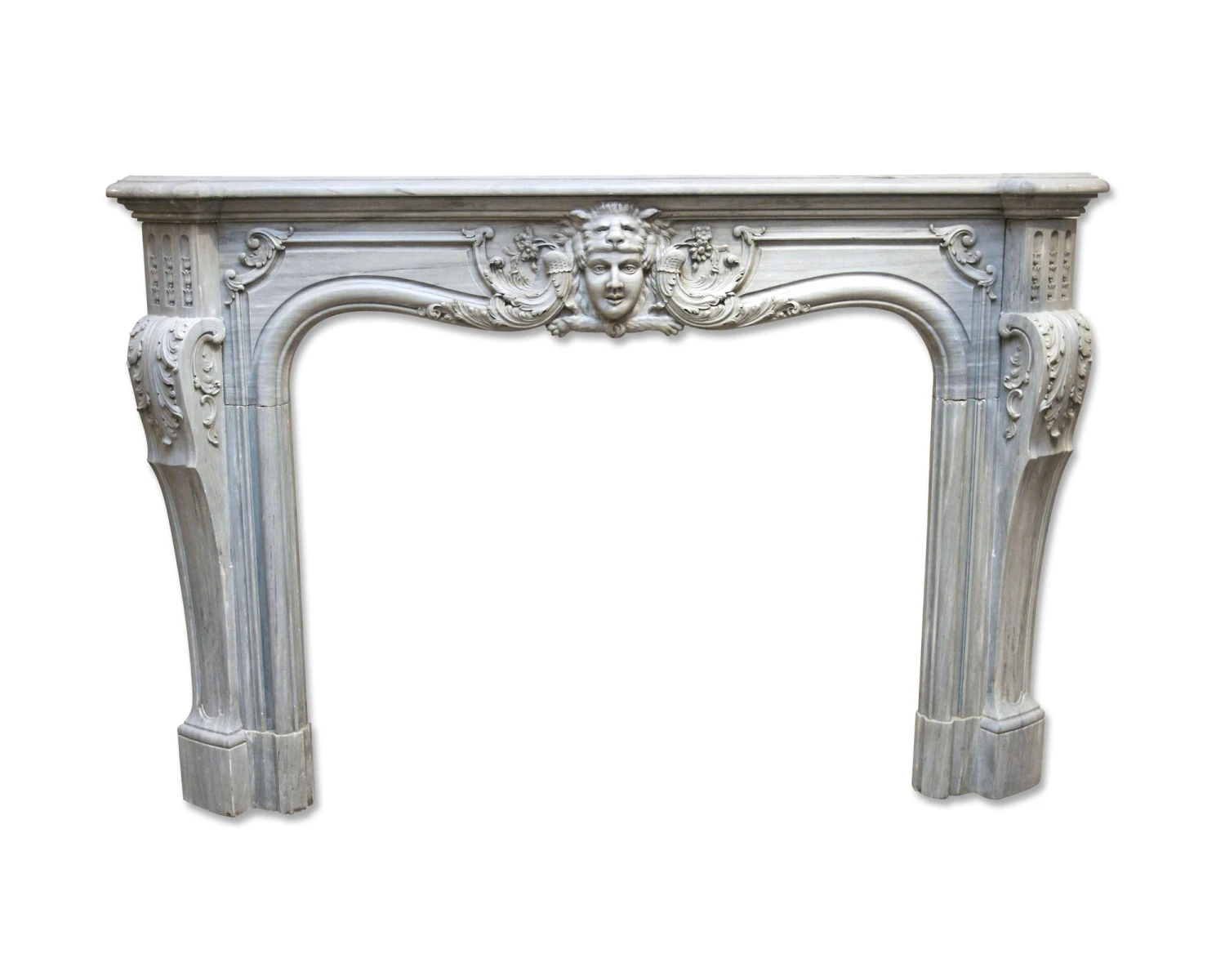 19th Century Louis XIV Style Gray Marble Mantel 3 19th Century Louis XIV Style Gray Marble Mantel