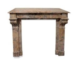 Antique Brown & Gray French Marble Mantel