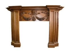 Antique Oak English Regency Style Wood Mantel
