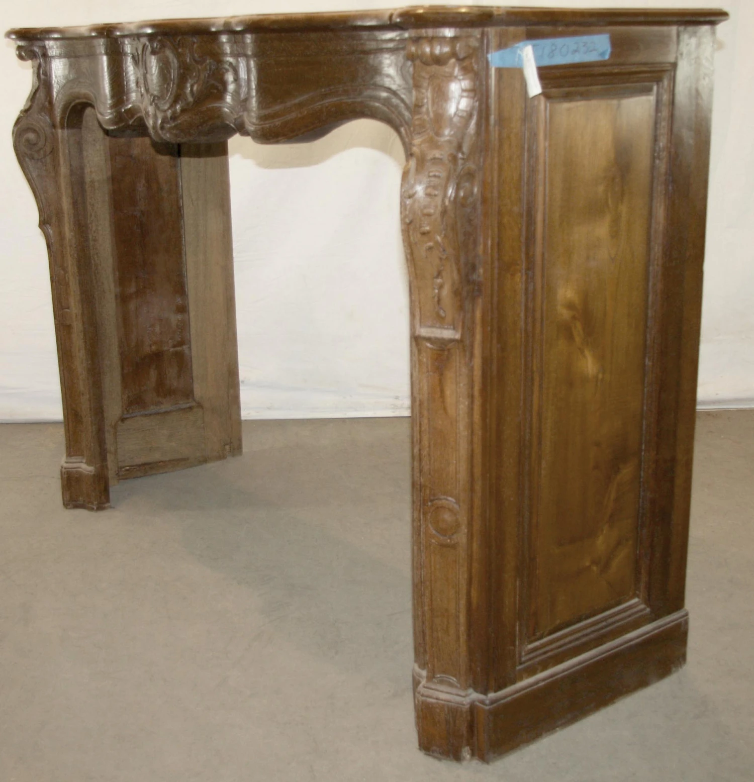 Antique Hand Carved Oak French Provincial Mantel 5 Antique Hand Carved Oak French Provincial Mantel - Image 3