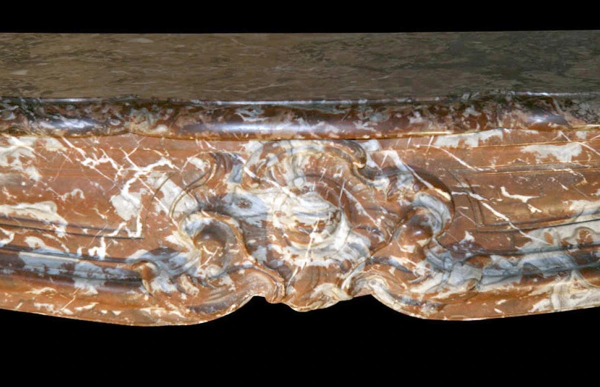 18th Century Louis XV Rouge Royale Brown Marble Mantel 5 18th Century Louis XV Rouge Royale Brown Marble Mantel - Image 3