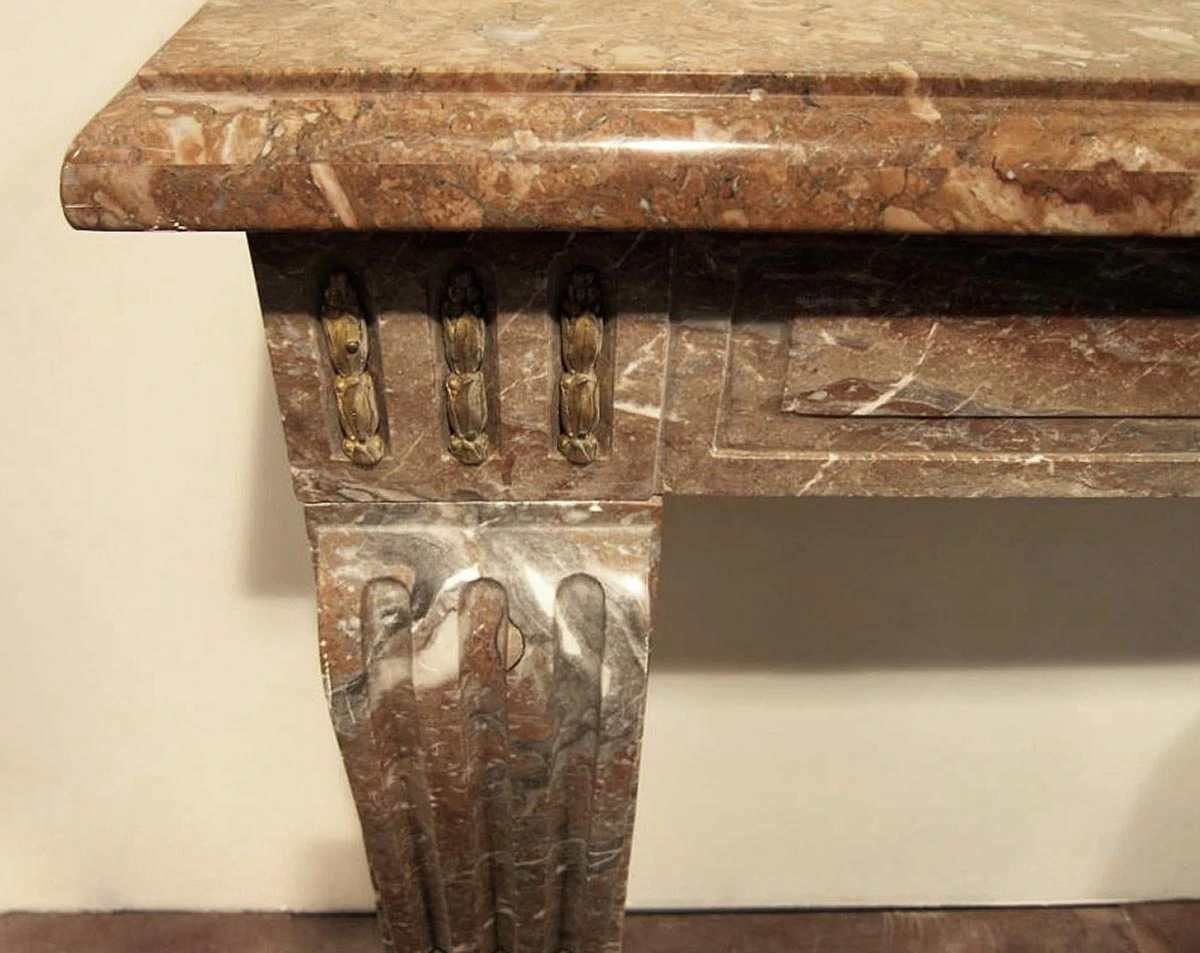 Red Veined French Bronze & Marble Mantel 5 Red Veined French Bronze & Marble Mantel - Image 3