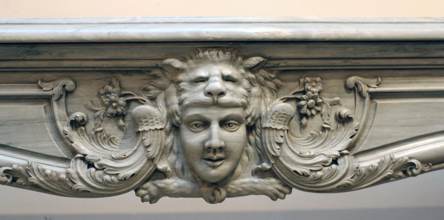 19th Century Louis XIV Style Gray Marble Mantel 4 19th Century Louis XIV Style Gray Marble Mantel - Image 2