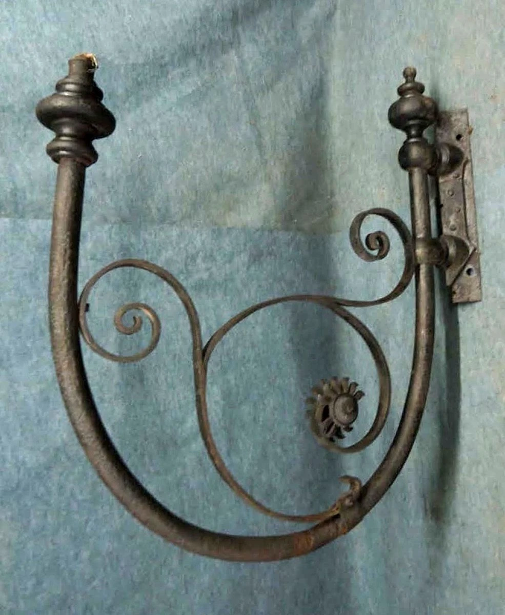 Heavy Black Wrought Iron Sign Bracket 4 Heavy Black Wrought Iron Sign Bracket - Image 2