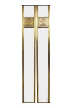 Pair Of Brass & Glass U.S Mail Cutler Mailing System Mail Chute Front Frames