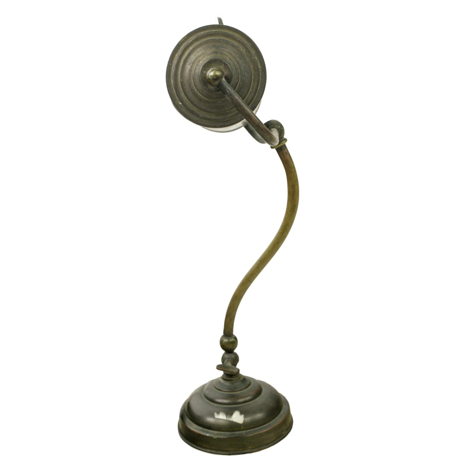 Antique Fixed Arm Swinging Head Brass Wall Desk Lamp 4 Antique Fixed Arm Swinging Head Brass Wall Desk Lamp - Image 2