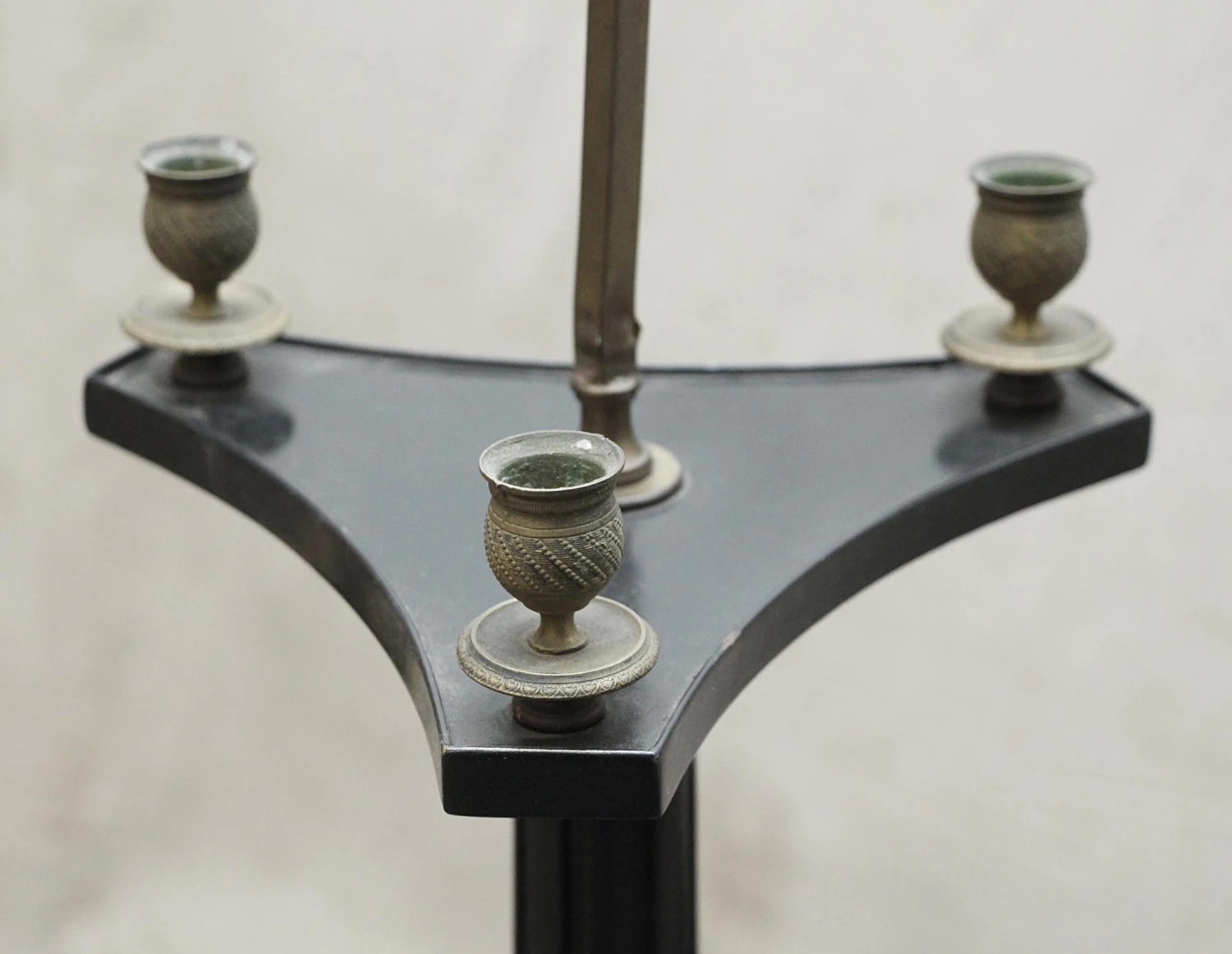 Vintage Triangular Wooden Lamp Table Combo 8 Vintage Triangular Wooden Lamp Table Combo - Image 6