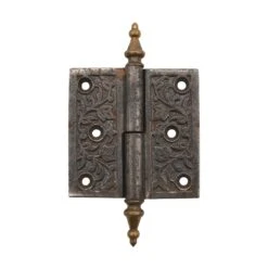 Antique 2.5 X 2.5 Cast Iron Lift Off Door Hinge With Leaf Design