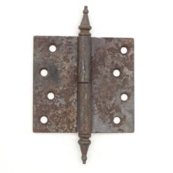 Antique 4 X 3.875 Cast Iron Steeple Tip Lift Off Butt Door Hinge