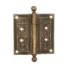 Antique 4.5 X 4.5 Ball Tipped Bronze Victorian Butt Door Hinge