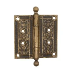 Antique 4.5 X 4.5 Ball Tipped Bronze Victorian Butt Door Hinge