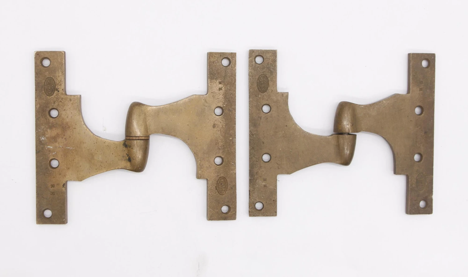 Pair Of Vintage 7 X 6 Corbin Brushed Brass Right Hand Olive Door Hinges 5 Pair Of Vintage 7 X 6 Corbin Brushed Brass Right Hand Olive Door Hinges - Image 3