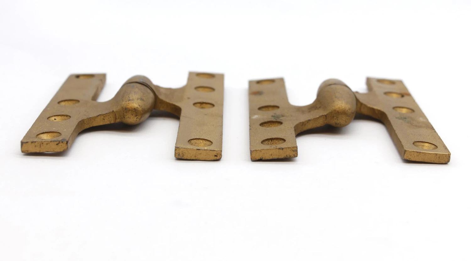 Pair Of Vintage 5 X 3.5 Left Brushed Brass Iron Rixson Olive Door Hinges 5 Pair Of Vintage 5 X 3.5 Left Brushed Brass Iron Rixson Olive Door Hinges - Image 3
