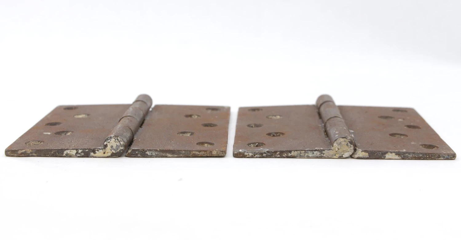 Pair Of Vintage 5.5 X 5.375 In. Cast Iron Butt Door Hinges 5 Pair Of Vintage 5.5 X 5.375 In. Cast Iron Butt Door Hinges - Image 3
