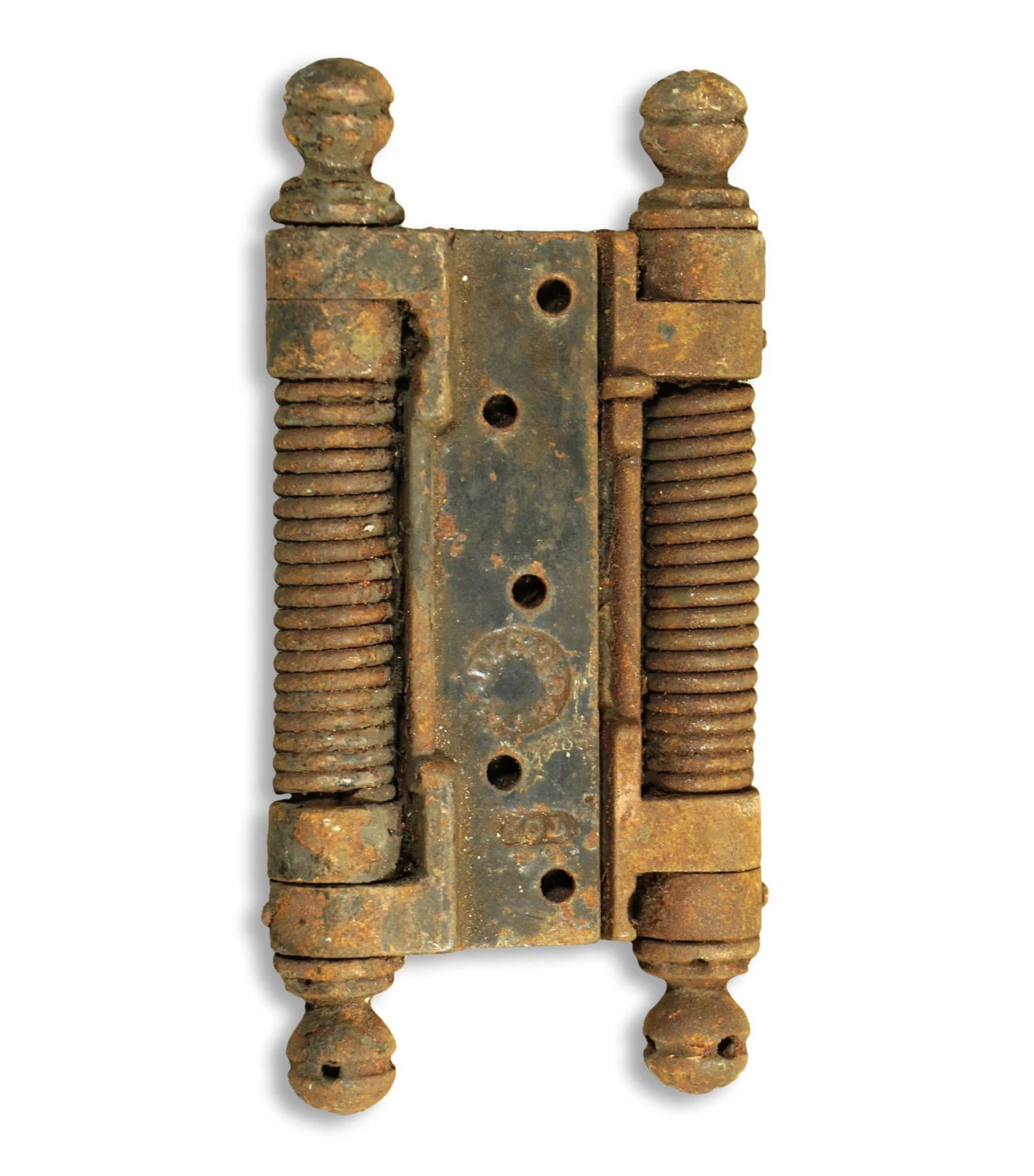 Large Worn Spring Antique Cast Iron Door Hinge With Ball Tips 3 Large Worn Spring Antique Cast Iron Door Hinge With Ball Tips