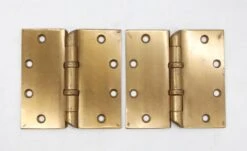 Pair Of 5 X 5 In. Brass Ball Bearing Hospital Door Hinges