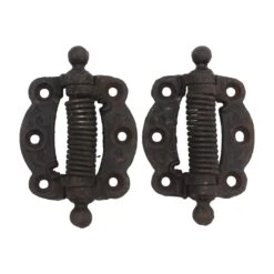 Pair Of Antique Ball Tip Cast Iron Screen Door Spring Hinges