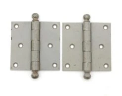 Pair Of Classic 3.5 X 3.5 Ball Tip Gray Steel Butt Door Hinges