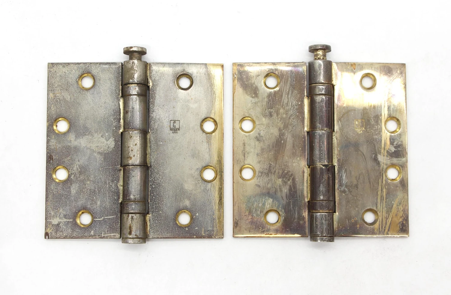 Pair Of Hager 4.5 X 4.5 Brass Steel Ball Bearing Door Hinges 3 Pair Of Hager 4.5 X 4.5 Brass Steel Ball Bearing Door Hinges