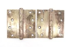 Pair Of Vintage 4 X 4 Brass Finish Steel Door Hinges