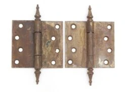 Pair Of Vintage 4.125 X 3.75 Steeple Tip Steel Door Hinges